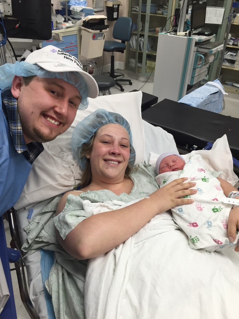 Our first family photo, still in the operating room at the hospital. 
